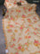 Banarasi silk saree cream with allover floral prints and scallop design border