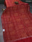 Chanderi silk cotton saree rustic orange and red with allover geometric prints & mirror work and woven border