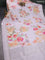 Chanderi silk cotton saree baby pink with allover floral digital prints and thread & zari woven border