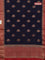 Banarasi semi matka saree navy blue and red with thread & zari woven floral buttas and banarastyle border