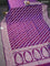 Banarasi semi katan silk saree purple with allover silver & gold zari weaves and floral zari woven border
