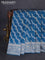 Banarasi semi katan silk saree peacock blue with allover silver & gold zari weaves and floral zari woven border