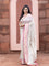 Banarasi tissue organza silk saree off white and pink with zari woven buttas and banarasi style border
