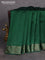 Chiniya silk saree dark green with plain body and woven border