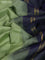 10 Yards silk cotton saree pastel green and navy blue with plain body and annam zari woven border