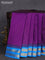 10 yards silk saree purple and cs blue with plain body and temple design rettapet zari woven border