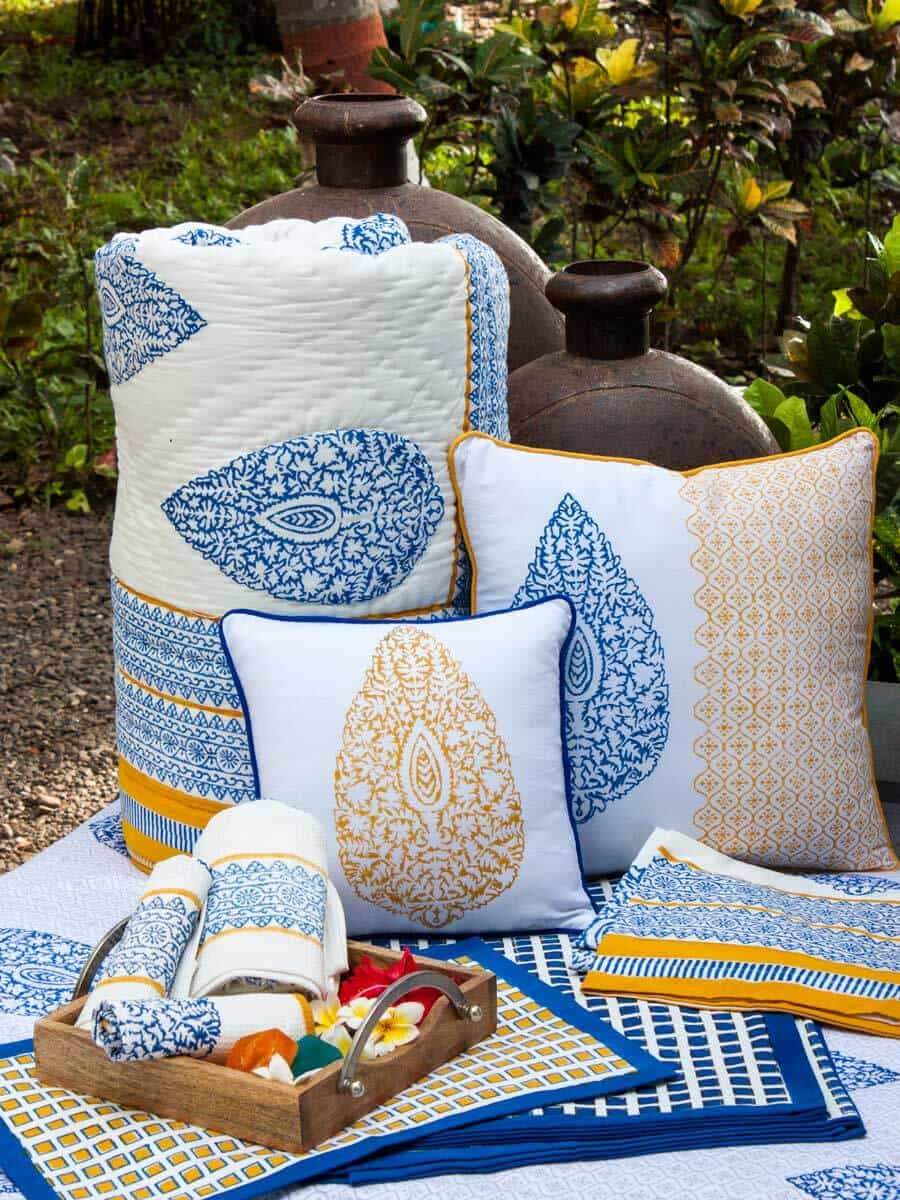 Indigo Block Printed Cotton Cushion Cover - 12 Inch – Cherrypick