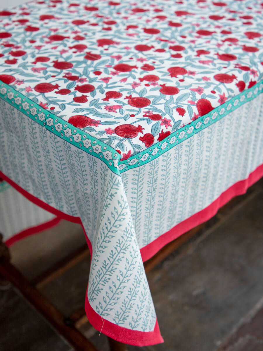 Fruits of Paradise Block Print Cotton Table Cover