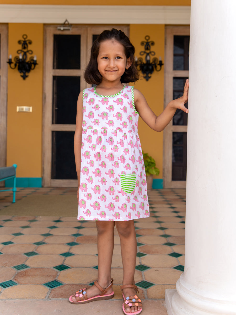 Appu Everyday Organic Cotton Block Printed Dress With Pocket