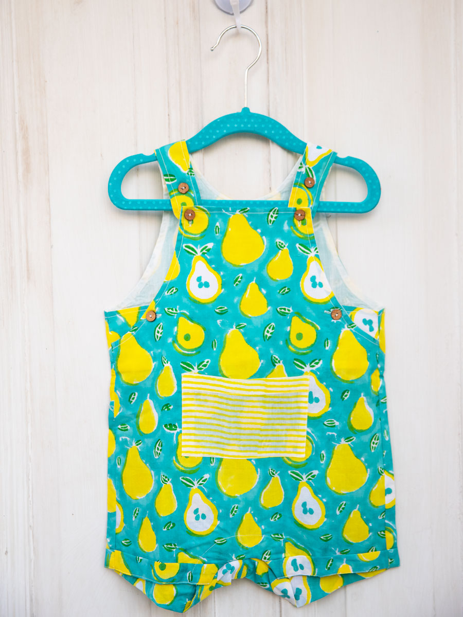 Pear Organic Cotton Block Printed Dungarees