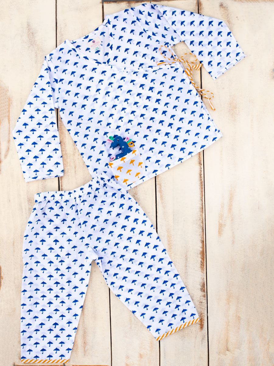 Blue Umbrella Organic Cotton Block Printed Angrakha Set