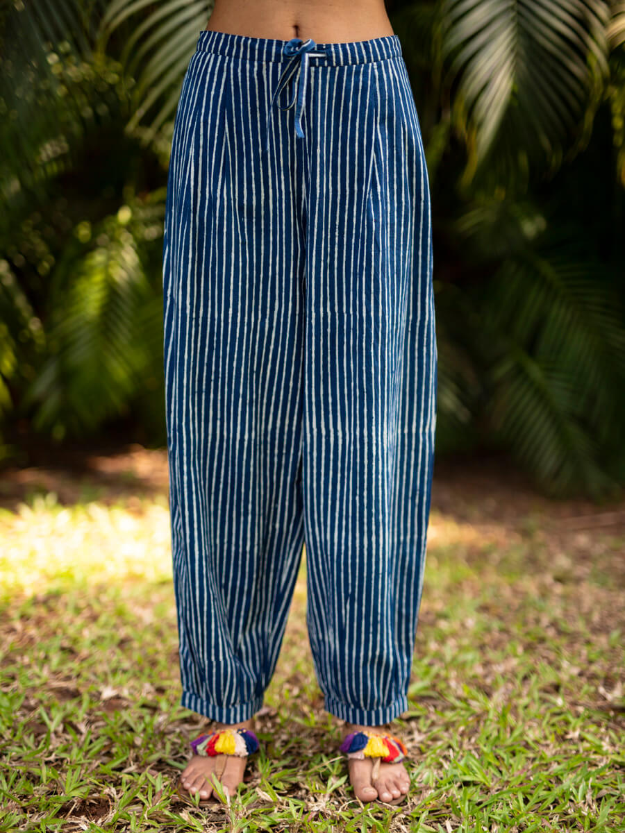 Indigo Dreams Daabu Cotton Lantern Pants