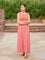 Salmon Pink Sleeveless Cotton Pintuck Dress