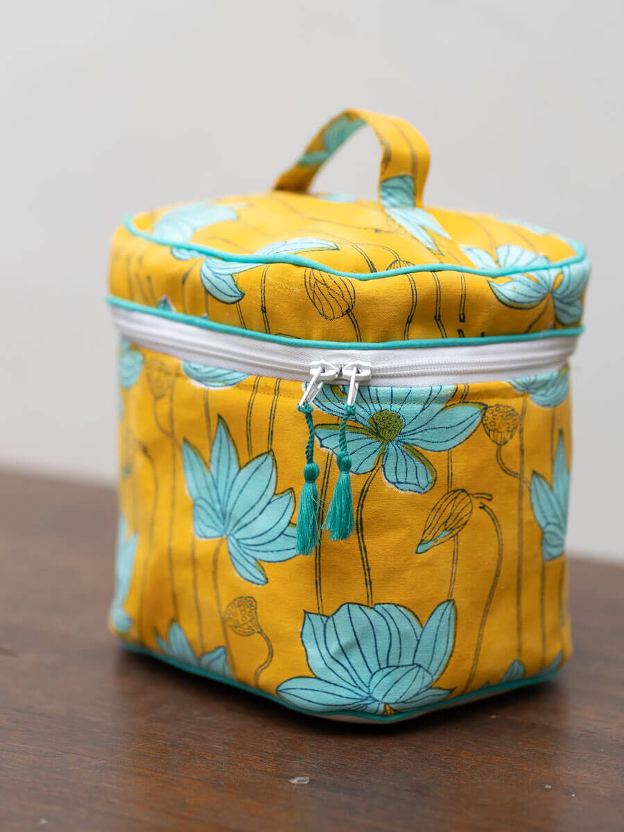 Pratidhi Block Printed Cotton Travel Vanity Case