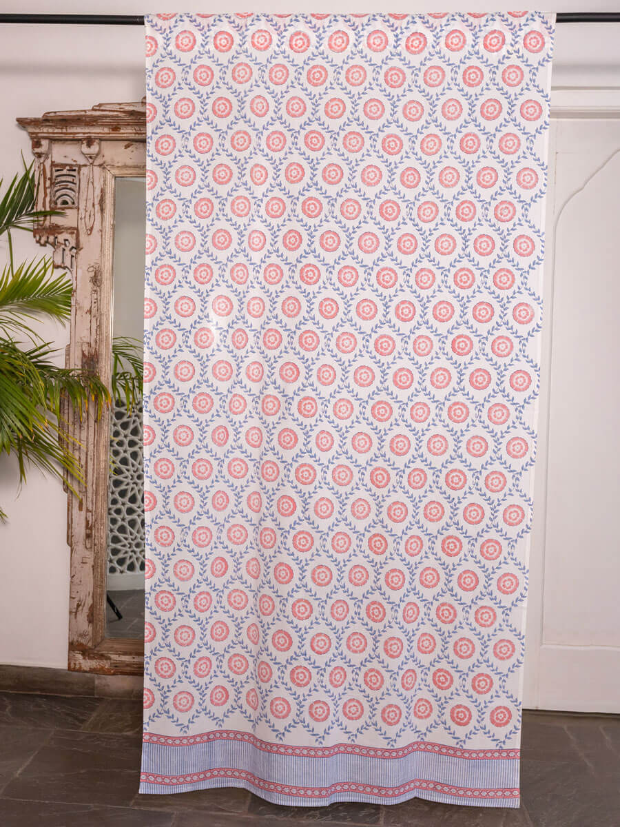 Primrose Hand Block Printed Cotton Curtain