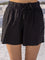 Solid Black Slub Shorts
