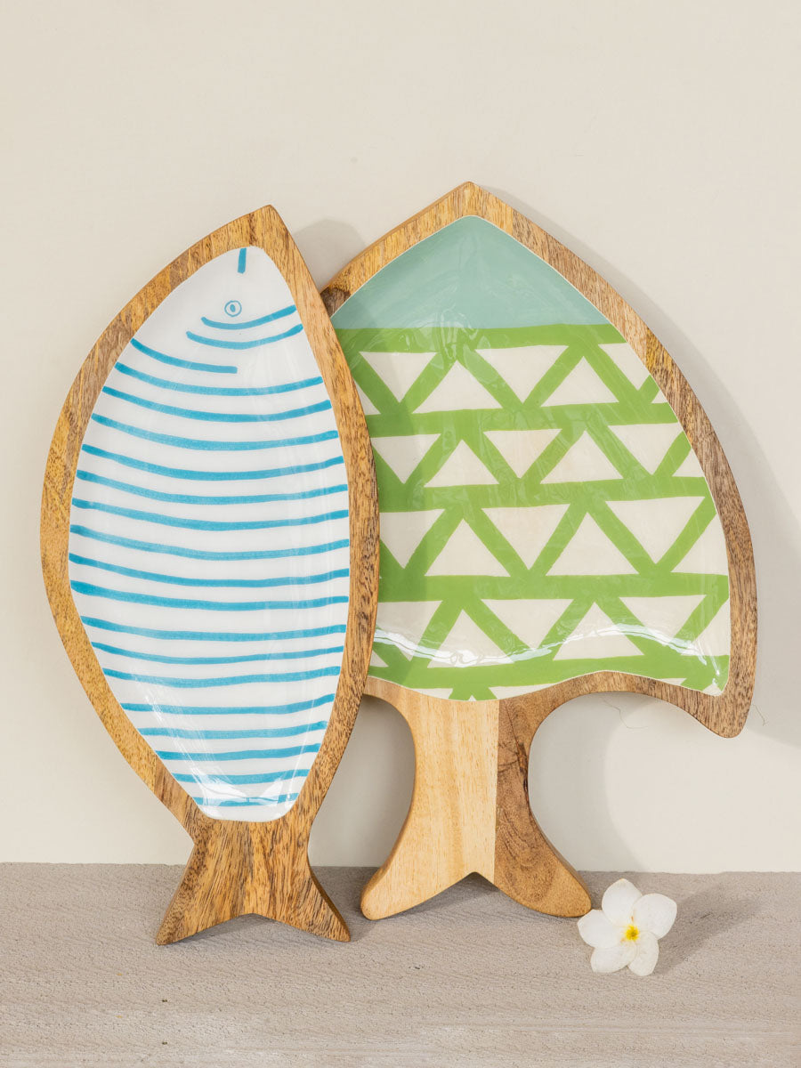Set of 2 - Matsaya Hand Painted Wooden Platter
