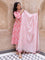 Pink Floral Block Printed Mulmul Dupatta