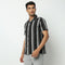 Camp Collar Half Sleeve Striped Mood Shirt