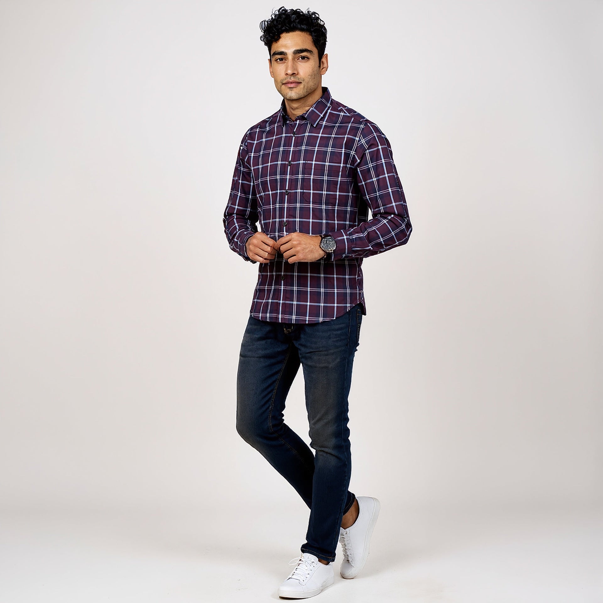 Cotton Checkered Country Slub Shirt