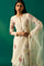 White Floral Printed Mock Layered Chanderi Kurta, Pants and Dupatta Set