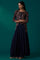 Navy Blue Heavy Embroidered Flared Georgette Kurta with Culottes Set