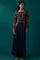 Navy Blue Heavy Embroidered Flared Georgette Kurta with Culottes Set