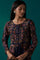 Navy Blue Heavy Embroidered Flared Georgette Kurta with Culottes Set