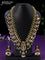 Antique haaram kemp & cz stones with lakshmi pendant and pearl hangings