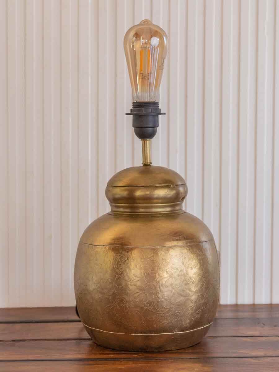 Shayari Floral Etched Metal Lamp Base