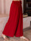 Solid Red Slub Palazzo Pants