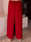 Solid Red Slub Palazzo Pants