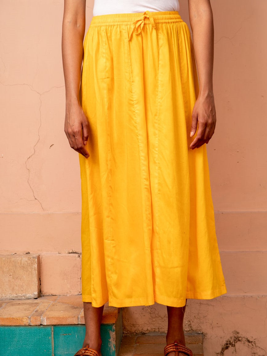 Solid Yellow Modal Palazzo Pants