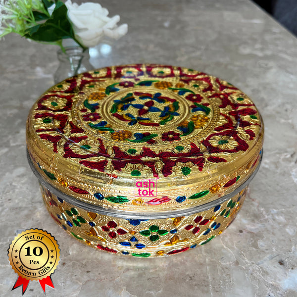 Anarkali Hand-Painted Stainless Steel Tiffin Lunch Box (Pyramid)