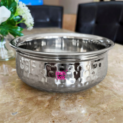 Steel Serving Handi Bowl, Stainless steel biryani serving handi, hotel ware, tableware