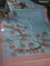 Chiniya silk saree pastel blue and mauve pink with woven buttas & digital prints and zari woven border