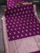 Banarasi semi katan saree deep purple with zari woven buttas and zari woven border