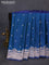 Banarasi semi katan saree dual shade of peacock blue with silver & gold zari woven buttas and rich zari woven border