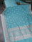 Banarasi semi katan saree pastel green with zari woven buttas and zari woven border