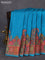 Banarasi silk saree teal blue with plain body and position prints