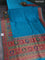 Banarasi silk saree teal blue with plain body and position prints