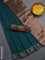 Bengal soft cotton saree peacock green and maroon with plain body and zari woven border