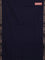 Bengal soft cotton saree navy blue and brown with plain body and zari woven border