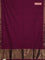 Bengal soft cotton saree dark magenta pink and blue with plain body and zari woven border