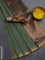 Bengal soft cotton saree green shade and brown with plain body and zari woven border