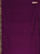 Bengal soft cotton saree purple with plain body and zari woven border
