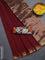 Bengal soft cotton saree maroon and blue with plain body and zari woven border