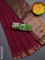 Bengal soft cotton saree dark magenta pink and green with plain body and zari woven border