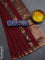 Bengal soft cotton saree maroon and blue with plain body and zari woven border