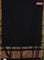 Bengal soft cotton saree black and blue with plain body and zari woven border
